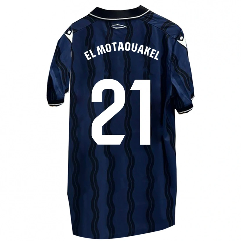 Danxen Hombre Camiseta Hamza El Motaouakel #21 Azul Oscuro Negro 2ª Equipación 2025/26 La Camisa