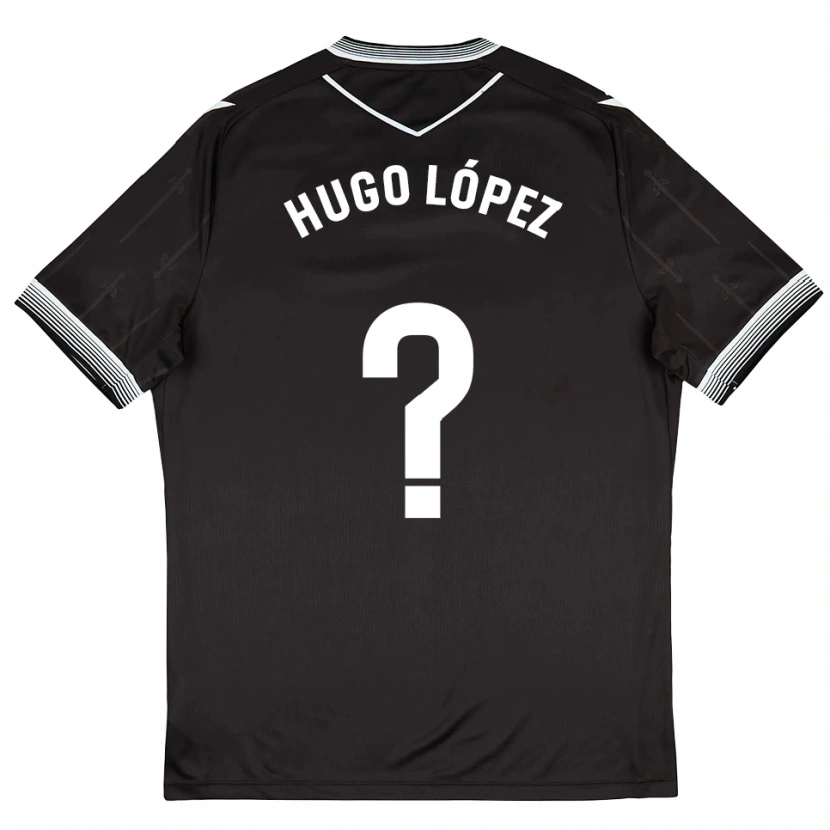 Danxen Hombre Camiseta Hugo López #0 Negro Blanco 2ª Equipación 2025/26 La Camisa