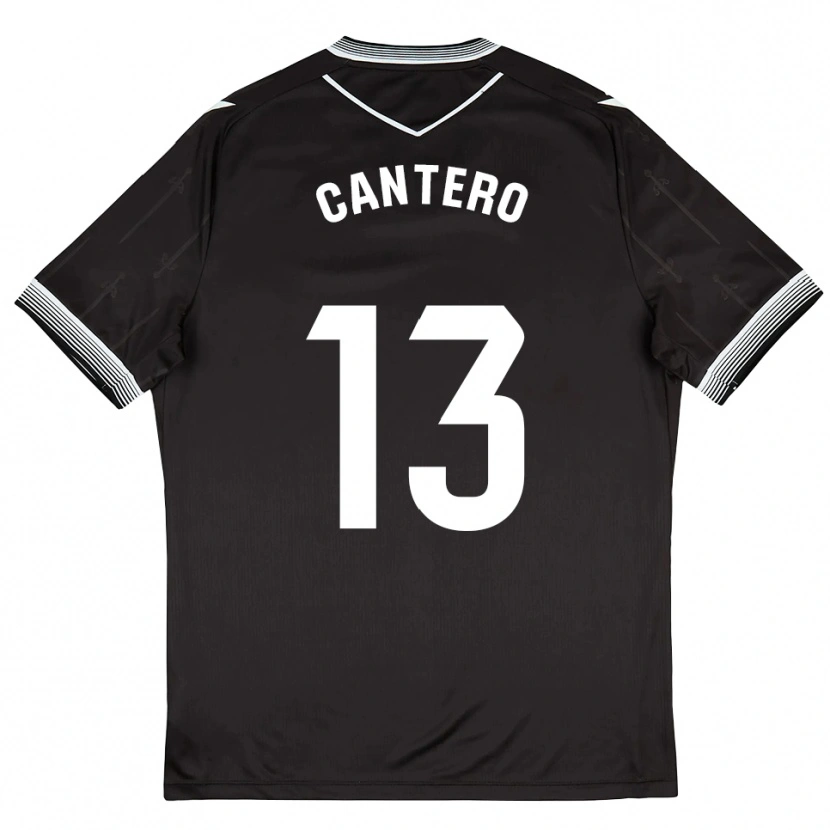 Danxen Hombre Camiseta Ander Cantero #13 Negro Blanco 2ª Equipación 2025/26 La Camisa