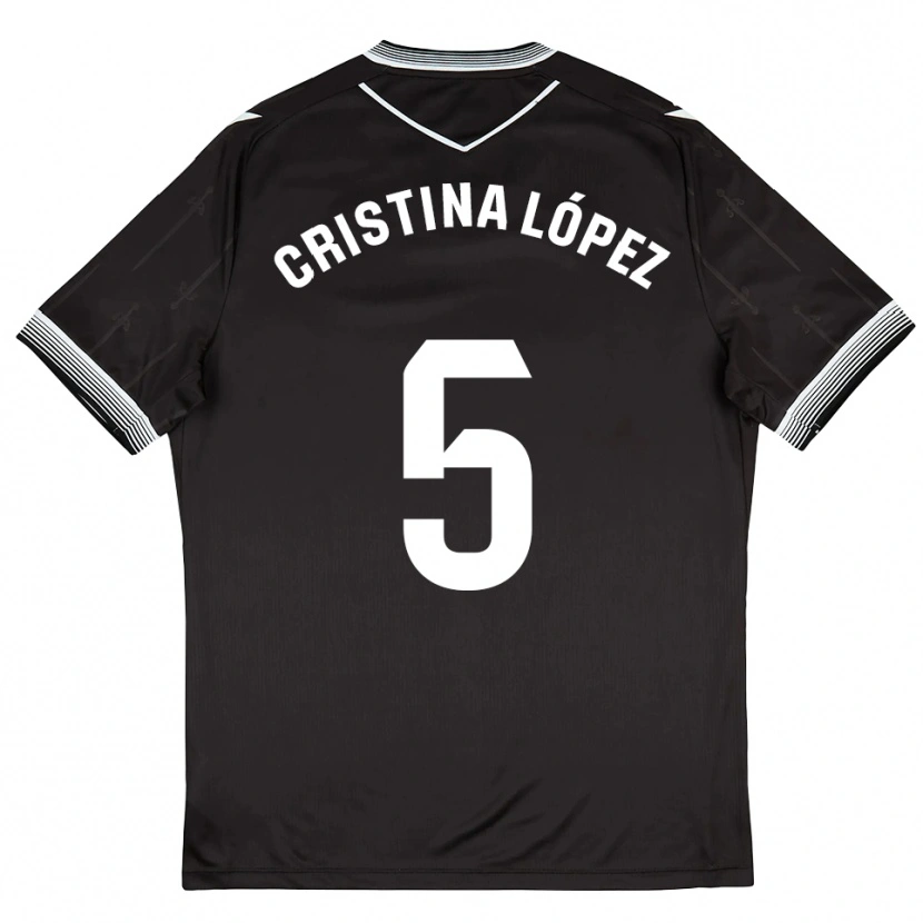 Danxen Hombre Camiseta Cristina López #5 Negro Blanco 2ª Equipación 2025/26 La Camisa