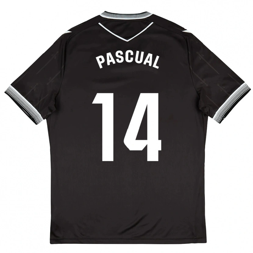 Danxen Hombre Camiseta Hugo Pascual #14 Negro Blanco 2ª Equipación 2025/26 La Camisa