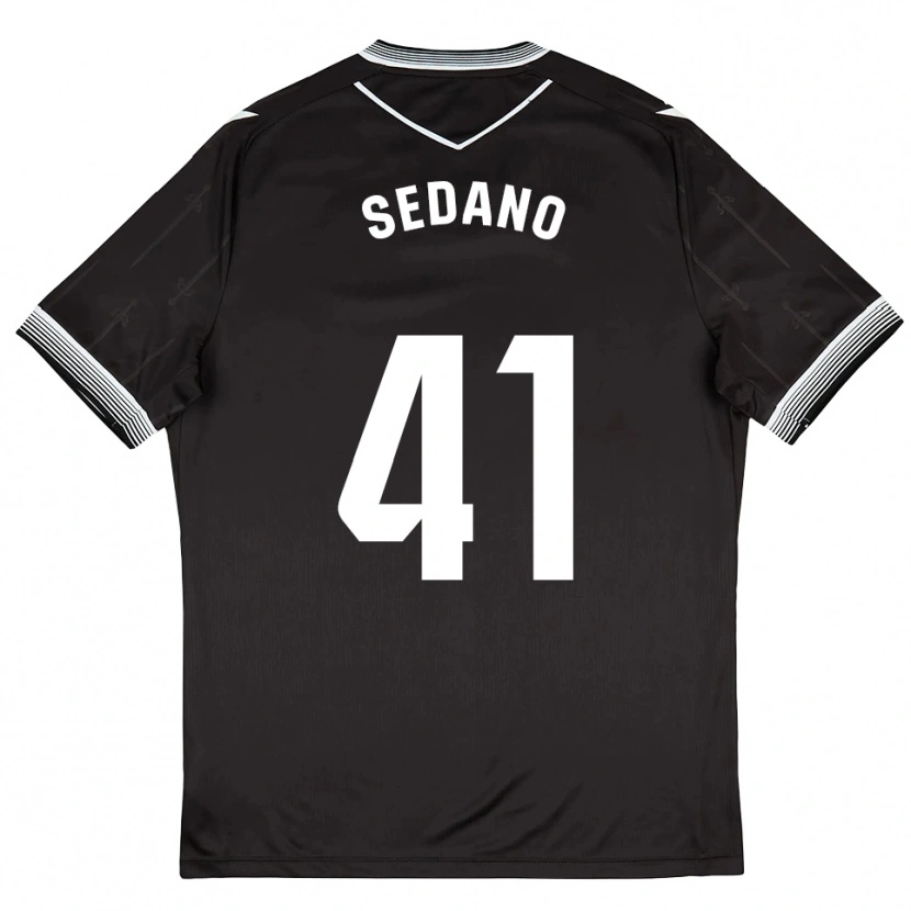 Danxen Hombre Camiseta Hugo Sedano #41 Negro Blanco 2ª Equipación 2025/26 La Camisa