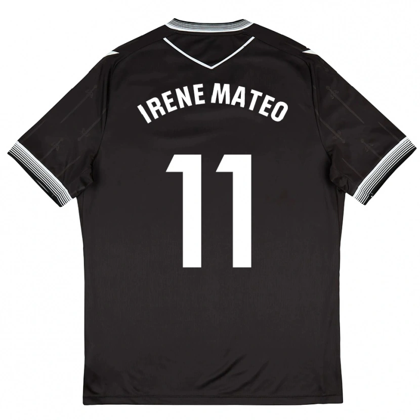 Danxen Hombre Camiseta Irene Mateo #11 Negro Blanco 2ª Equipación 2025/26 La Camisa