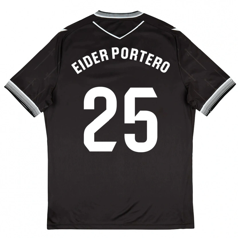 Danxen Hombre Camiseta Eider Portero #25 Negro Blanco 2ª Equipación 2025/26 La Camisa