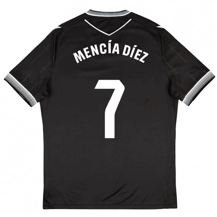 Danxen Hombre Camiseta Mencía Díez #7 Negro Blanco 2ª Equipación 2025/26 La Camisa