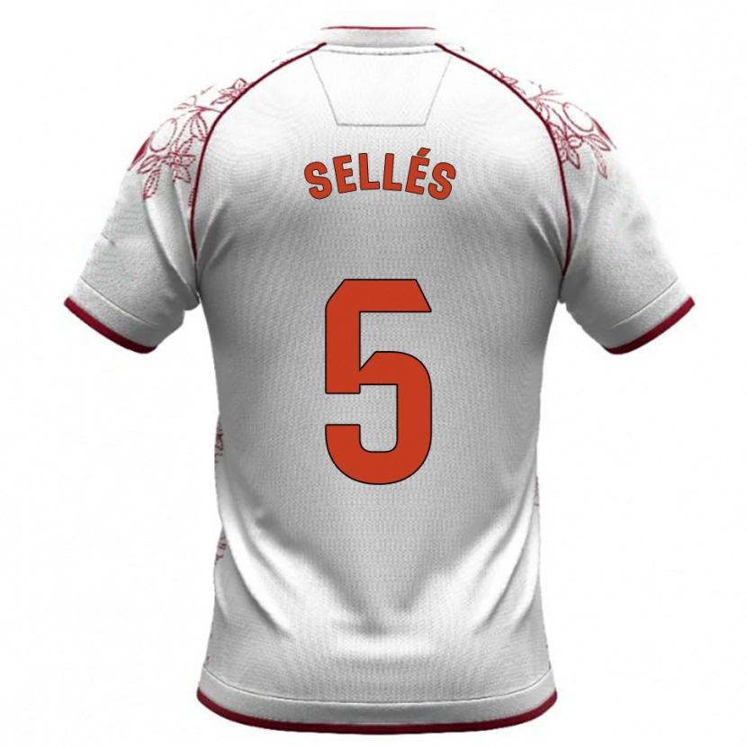 Danxen Hombre Camiseta David Sellés #5 Blanco Burdeos 2ª Equipación 2025/26 La Camisa