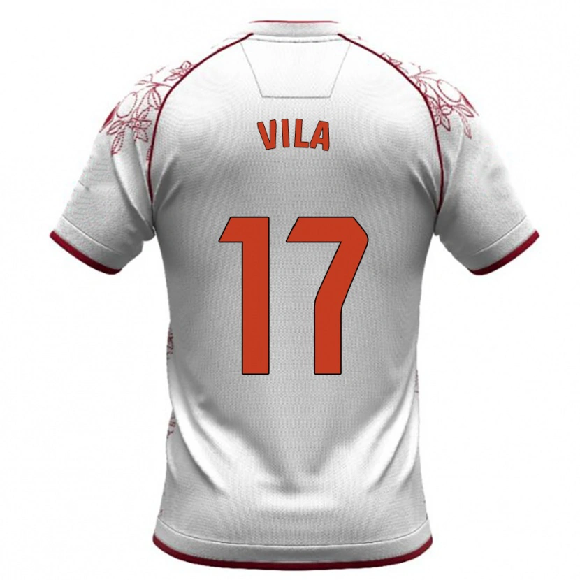 Danxen Hombre Camiseta Manu Vila #17 Blanco Burdeos 2ª Equipación 2025/26 La Camisa