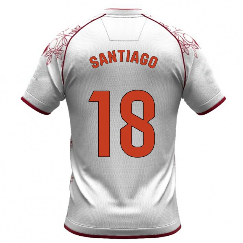 Danxen Hombre Camiseta Pablo Santiago #18 Blanco Burdeos 2ª Equipación 2025/26 La Camisa