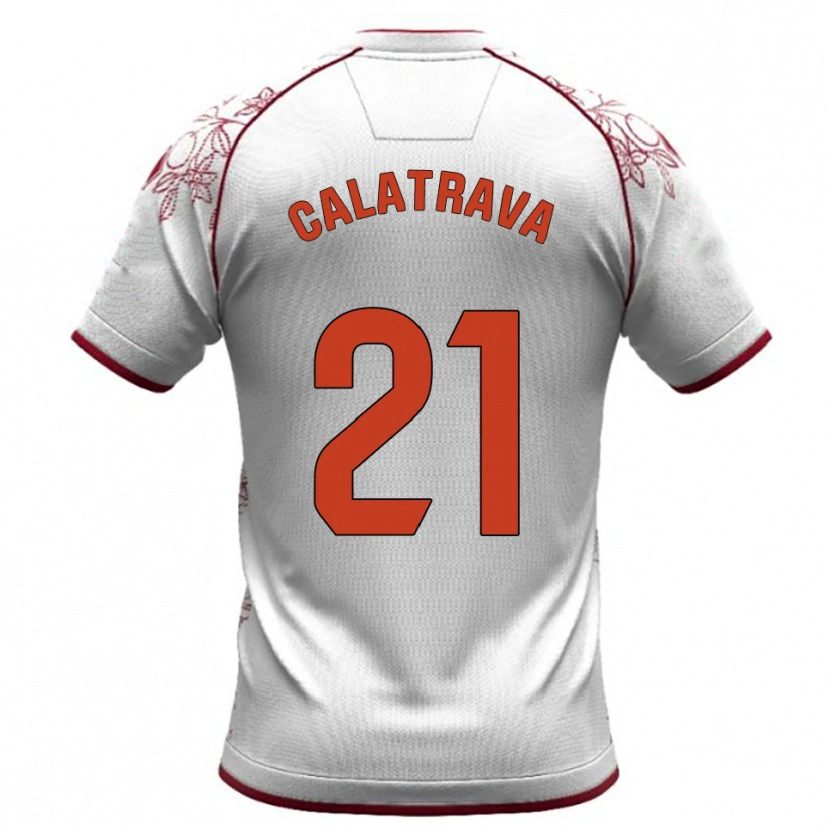 Danxen Hombre Camiseta Álex Calatrava #21 Blanco Burdeos 2ª Equipación 2025/26 La Camisa