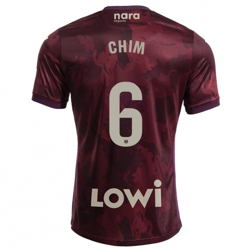 Danxen Hombre Camiseta Adrian Chim #6 Burdeos Blanco 2ª Equipación 2025/26 La Camisa