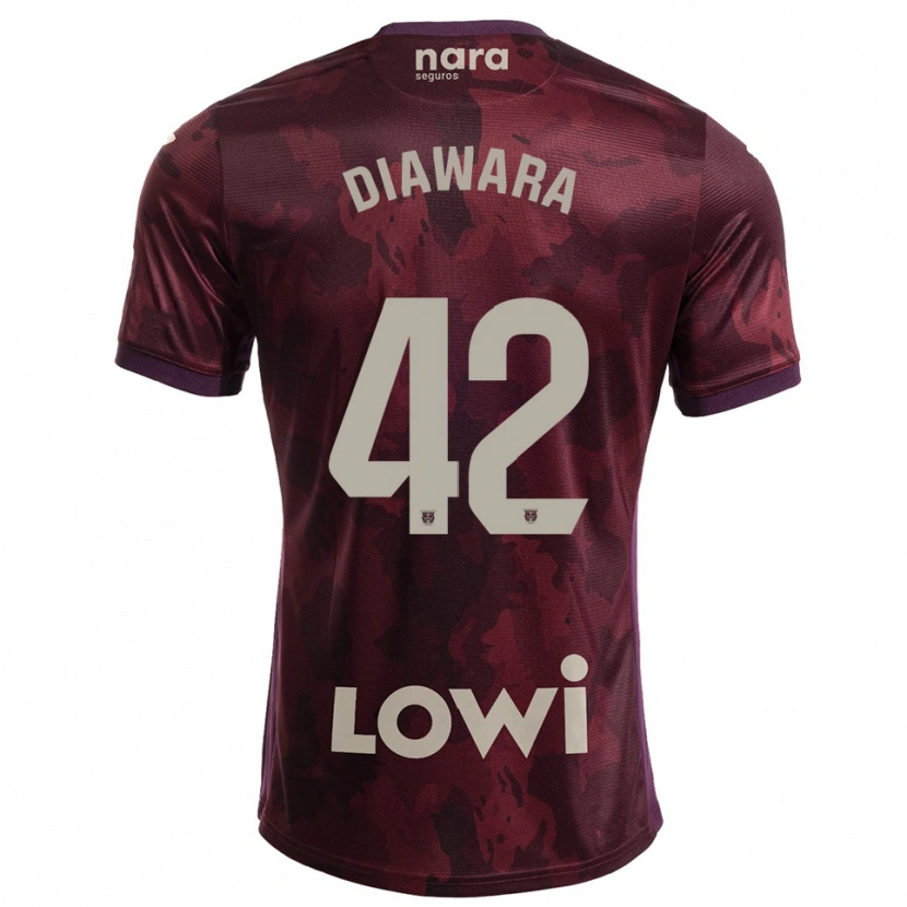 Danxen Hombre Camiseta Amadou Diawara #42 Burdeos Blanco 2ª Equipación 2025/26 La Camisa