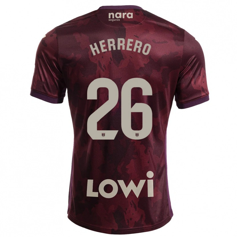 Danxen Hombre Camiseta Jorge Herrero #26 Burdeos Blanco 2ª Equipación 2025/26 La Camisa