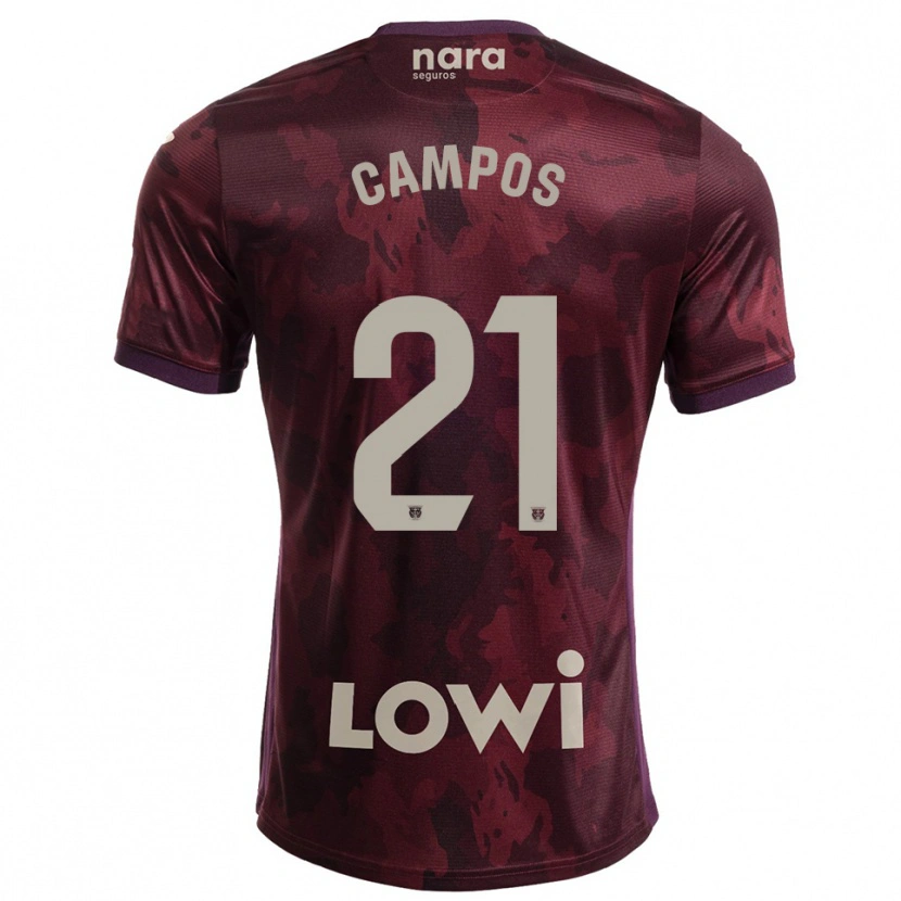 Danxen Hombre Camiseta Andrés Campos #21 Burdeos Blanco 2ª Equipación 2025/26 La Camisa