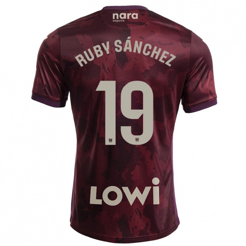Danxen Hombre Camiseta Ruby Sánchez #19 Burdeos Blanco 2ª Equipación 2025/26 La Camisa