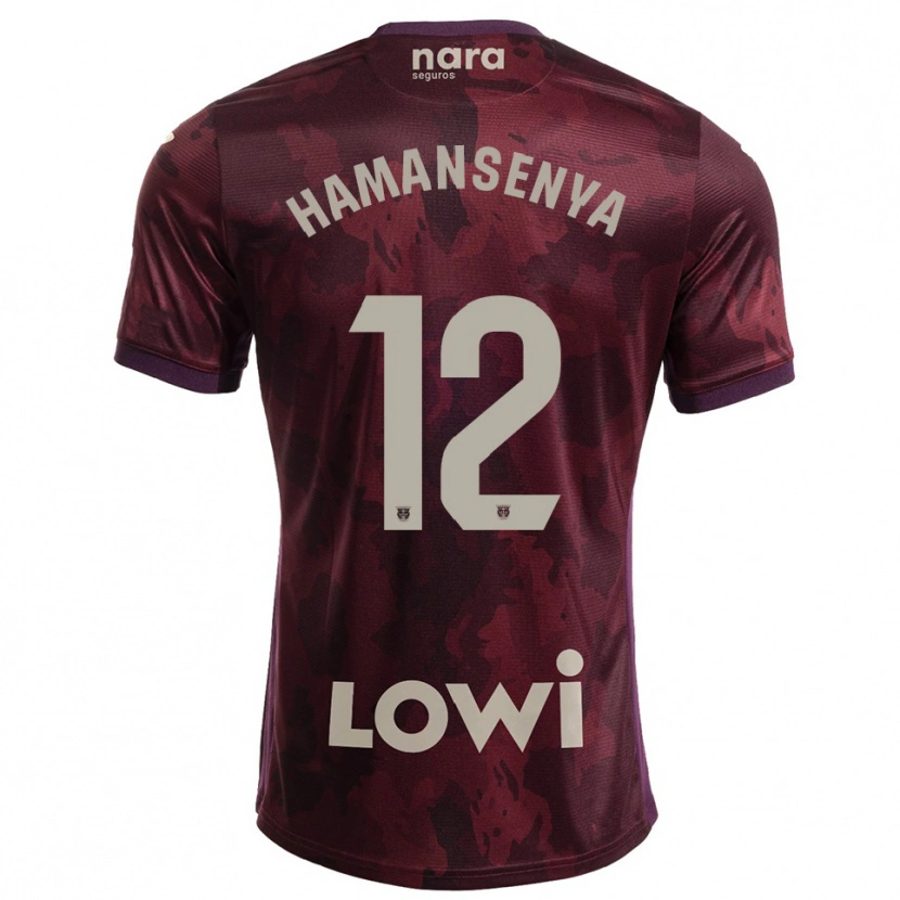 Danxen Hombre Camiseta David Hamansenya #12 Burdeos Blanco 2ª Equipación 2025/26 La Camisa