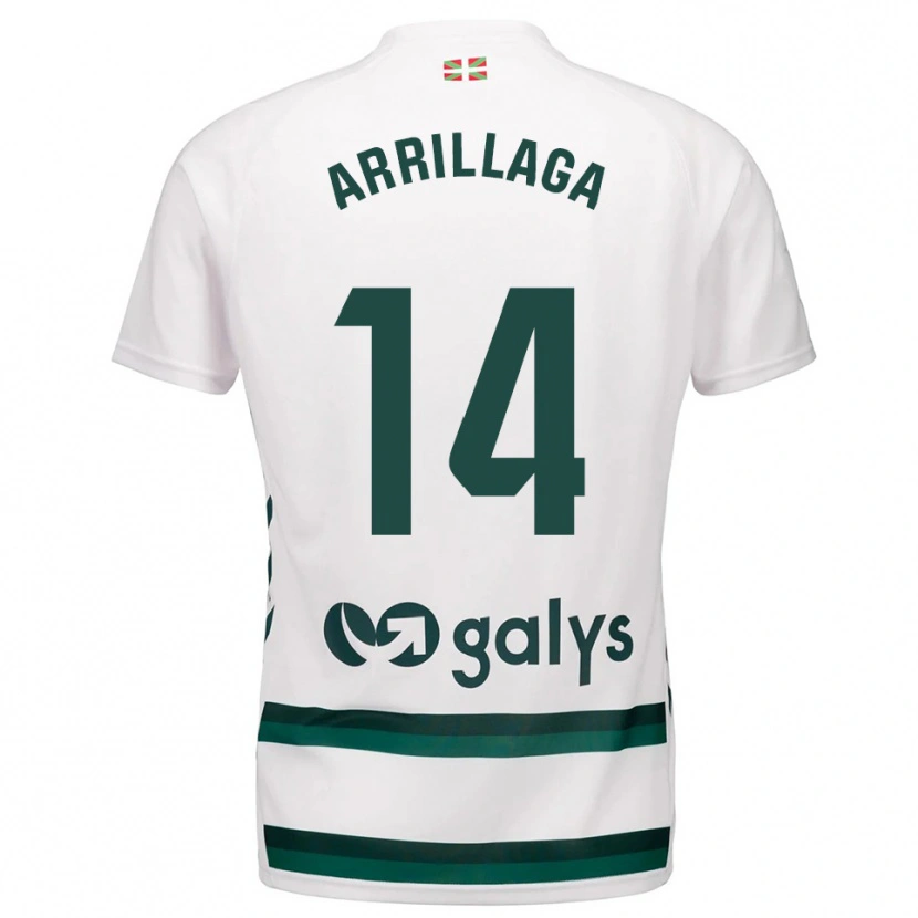 Danxen Hombre Camiseta Hodei Arrillaga #14 Blanco Verde 2ª Equipación 2025/26 La Camisa