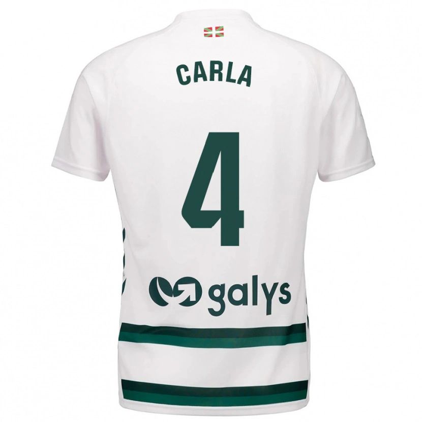 Danxen Hombre Camiseta Carla Andrés Abad #4 Blanco Verde 2ª Equipación 2025/26 La Camisa