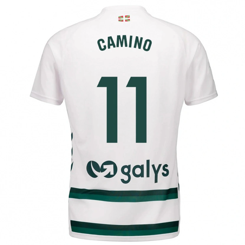 Danxen Hombre Camiseta Laura Camino Fernández #11 Blanco Verde 2ª Equipación 2025/26 La Camisa