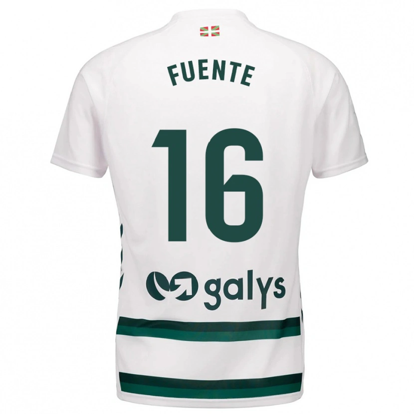 Danxen Hombre Camiseta Mario Fuente #16 Blanco Verde 2ª Equipación 2025/26 La Camisa