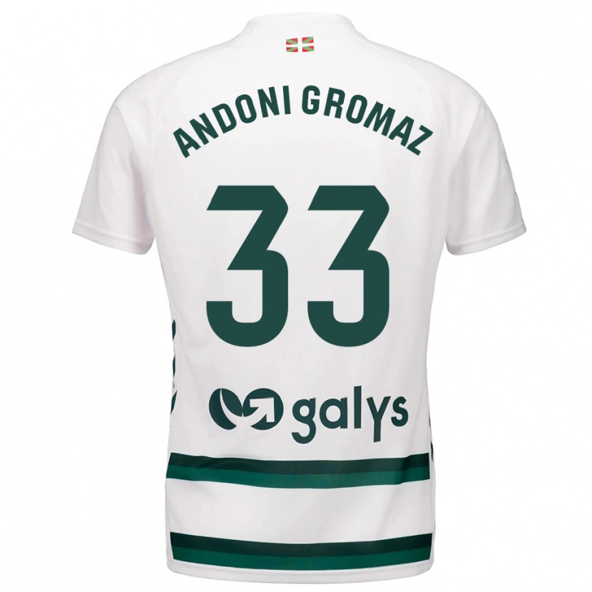 Danxen Hombre Camiseta Jon Andoni Gromaz #33 Blanco Verde 2ª Equipación 2025/26 La Camisa