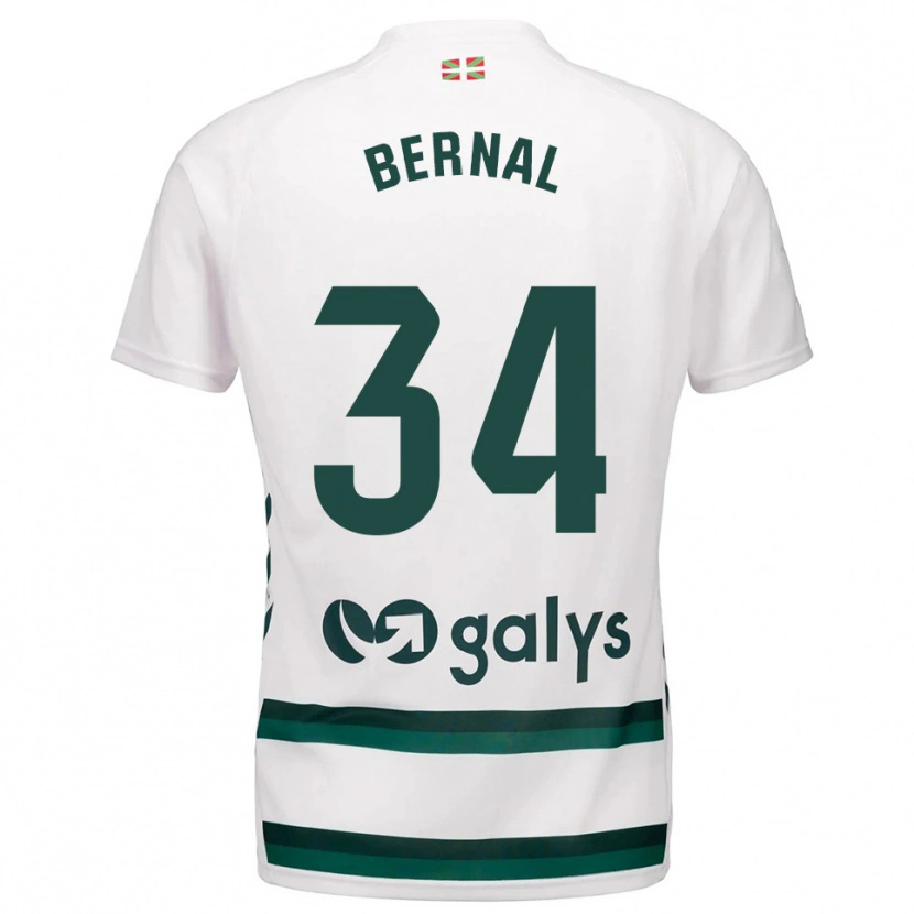 Danxen Hombre Camiseta Unax Bernal #34 Blanco Verde 2ª Equipación 2025/26 La Camisa