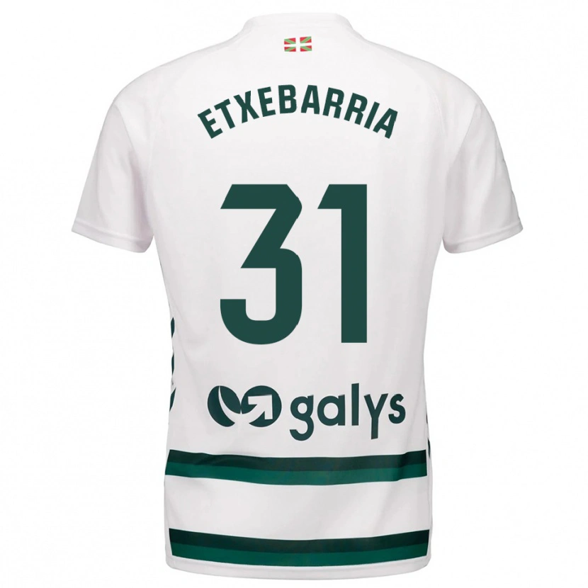 Danxen Hombre Camiseta Ekain Etxebarria #31 Blanco Verde 2ª Equipación 2025/26 La Camisa
