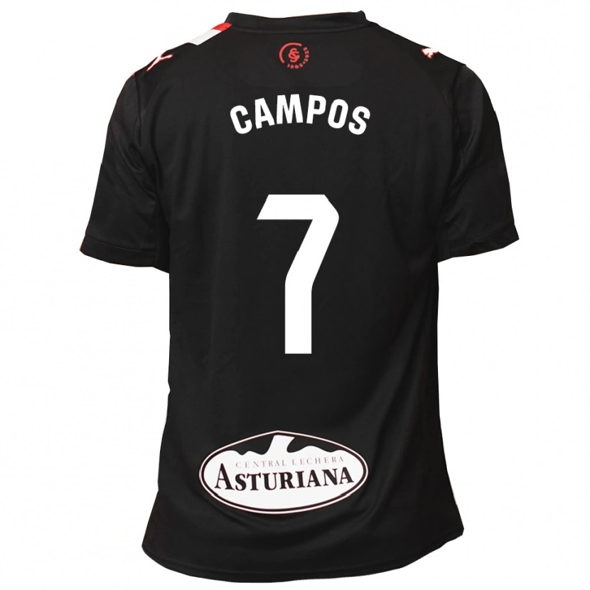 Danxen Hombre Camiseta Gaspar Campos #7 Negro Blanco 2ª Equipación 2025/26 La Camisa