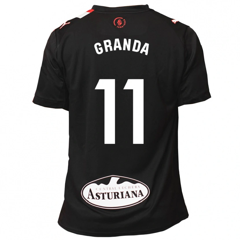 Danxen Hombre Camiseta Lucía Granda Ibañez #11 Negro Blanco 2ª Equipación 2025/26 La Camisa