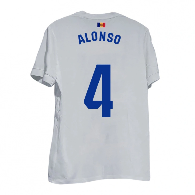 Danxen Hombre Camiseta Gael Alonso #4 Blanco Amarillo Azul 2ª Equipación 2025/26 La Camisa