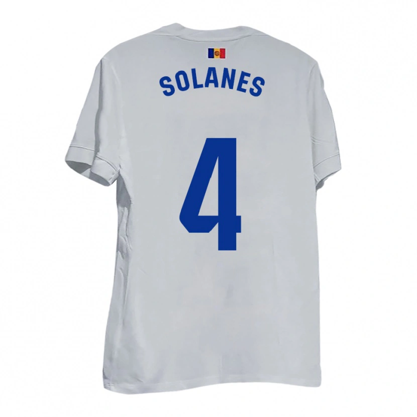 Danxen Hombre Camiseta Albert Solanes #4 Blanco Amarillo Azul 2ª Equipación 2025/26 La Camisa