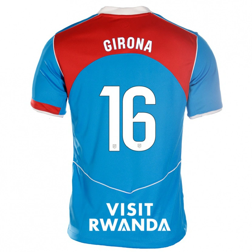 Danxen Hombre Camiseta Raúl Girona #16 Azul Blanco Equipación Tercera 2025/26 La Camisa