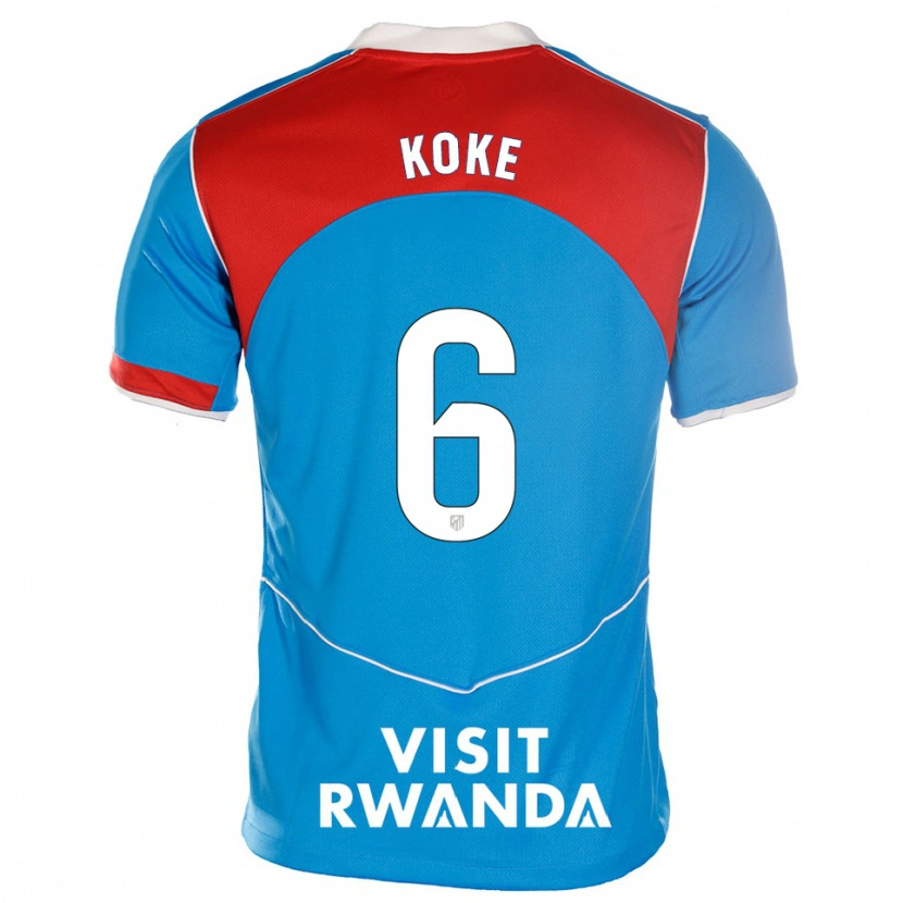 Danxen Hombre Camiseta Koke #6 Azul Blanco Equipación Tercera 2025/26 La Camisa