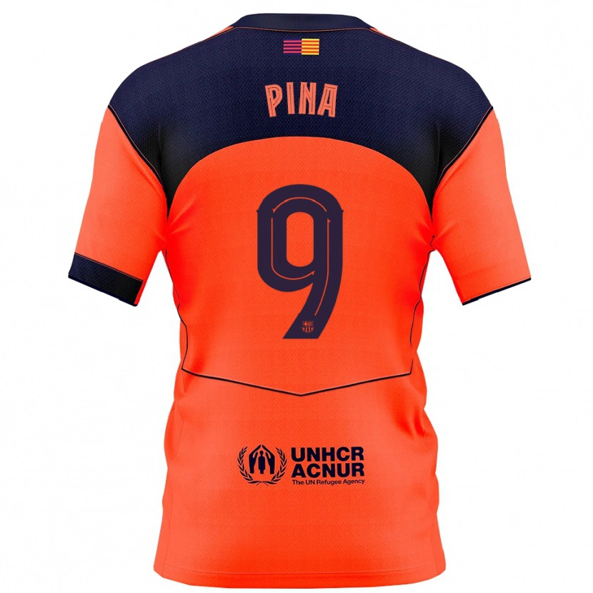 Danxen Hombre Camiseta Claudia Pina Medina #9 Naranja Marino Equipación Tercera 2025/26 La Camisa