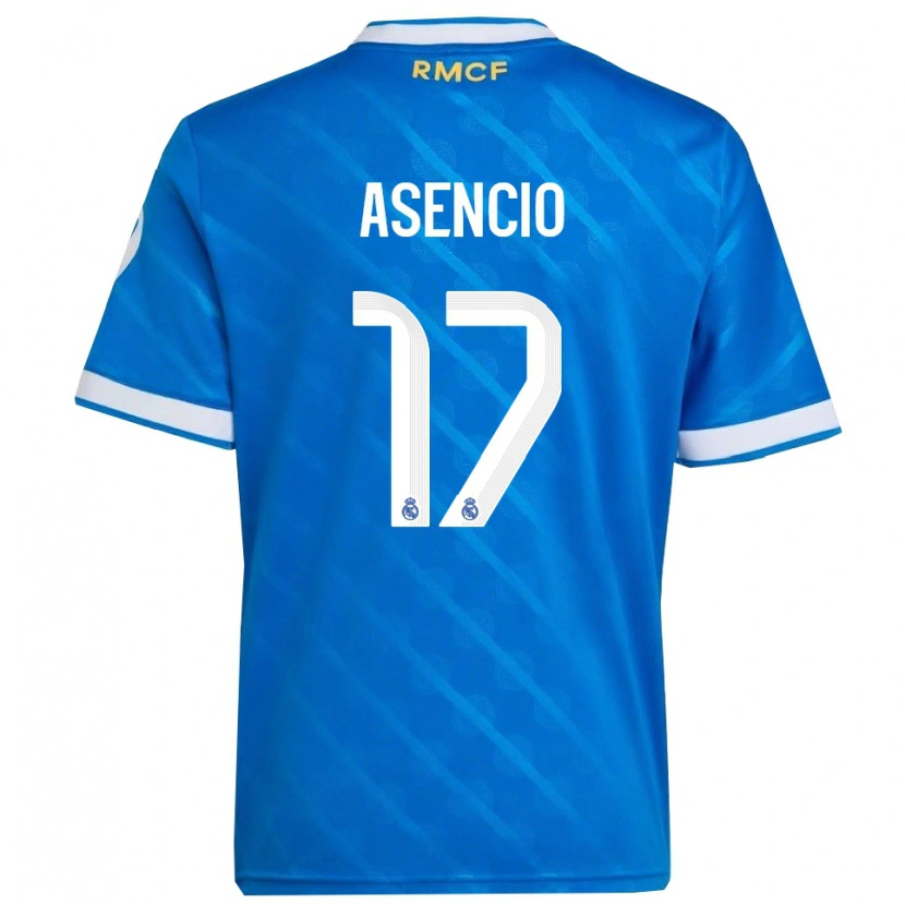 Danxen Hombre Camiseta Raúl Asencio #17 Azul Blanco Equipación Tercera 2025/26 La Camisa