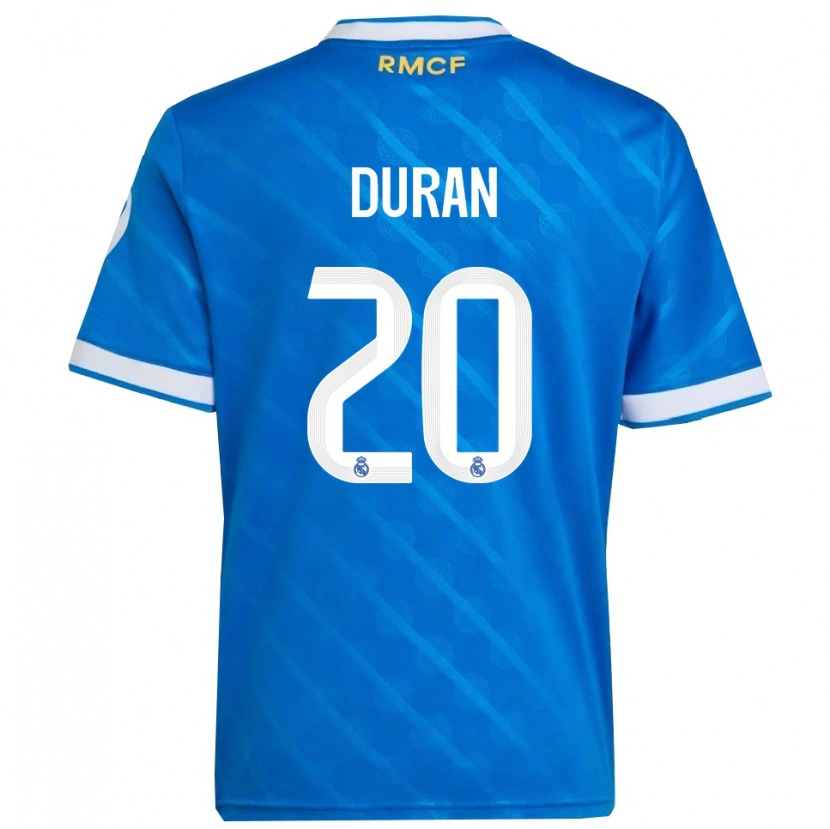 Danxen Hombre Camiseta Pol Duran #20 Azul Blanco Equipación Tercera 2025/26 La Camisa