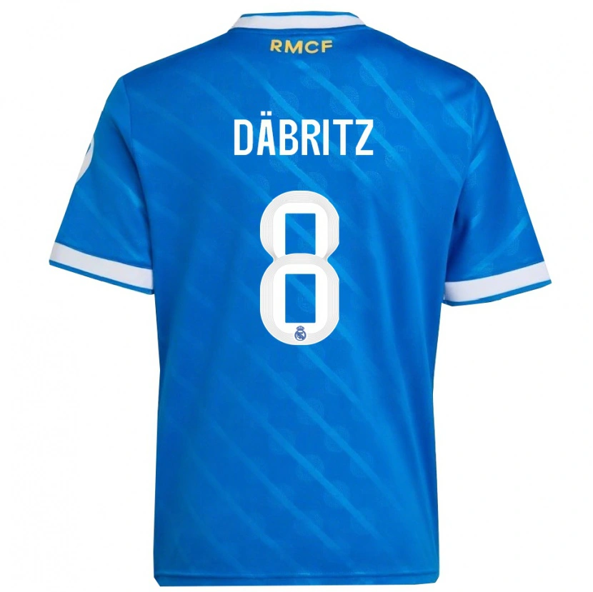 Danxen Hombre Camiseta Sara Däbritz #8 Azul Blanco Equipación Tercera 2025/26 La Camisa
