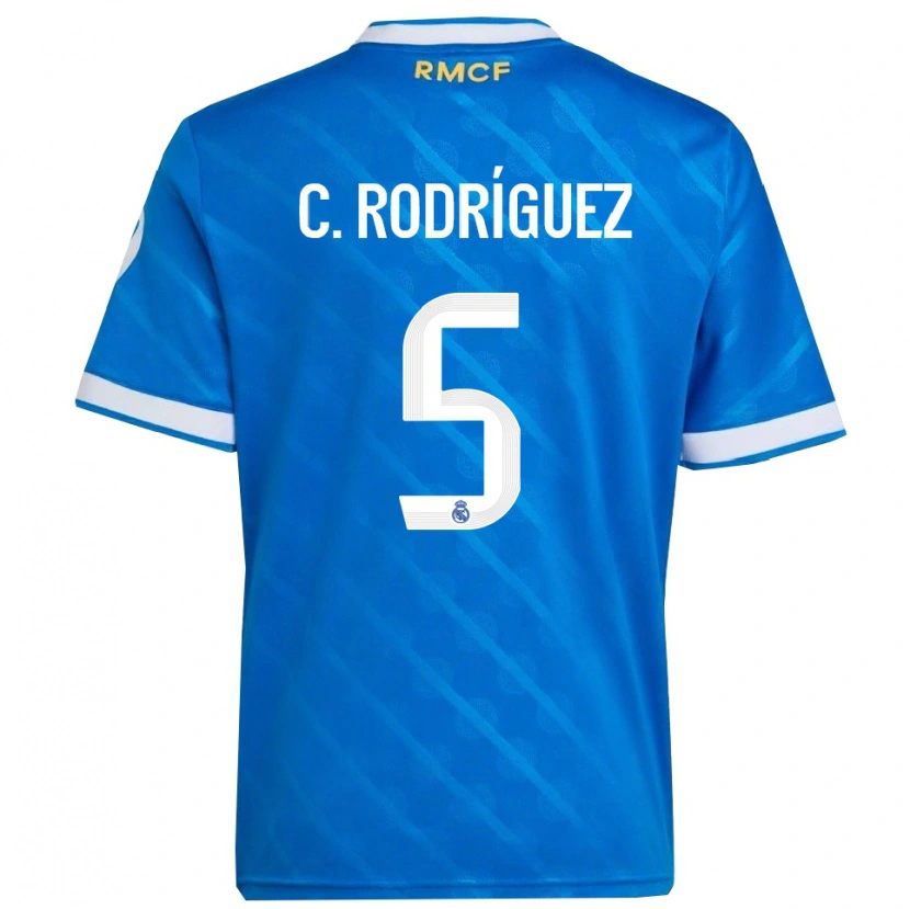 Danxen Hombre Camiseta Carlos Rodríguez #5 Azul Blanco Equipación Tercera 2025/26 La Camisa