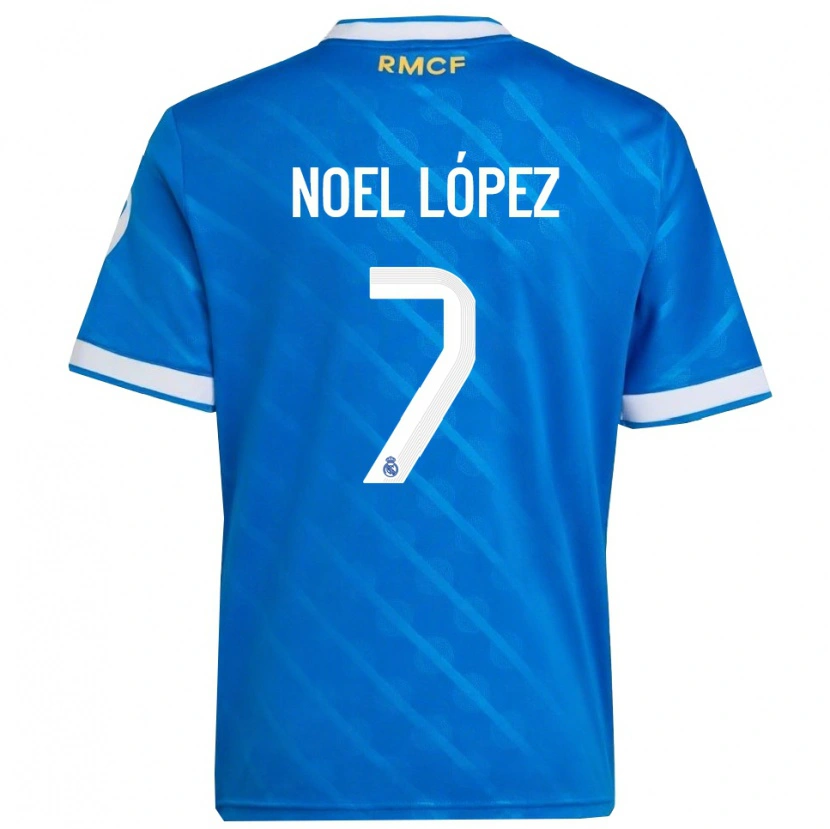 Danxen Hombre Camiseta Noel López #7 Azul Blanco Equipación Tercera 2025/26 La Camisa