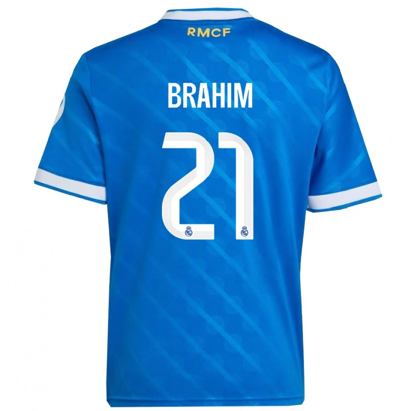 Danxen Hombre Camiseta Brahim Díaz #21 Azul Blanco Equipación Tercera 2025/26 La Camisa