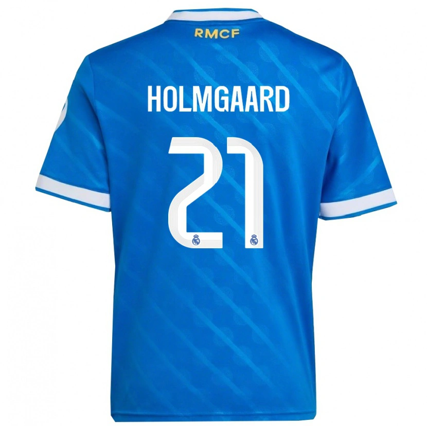 Danxen Hombre Camiseta Sara Rosted Holmgaard #21 Azul Blanco Equipación Tercera 2025/26 La Camisa