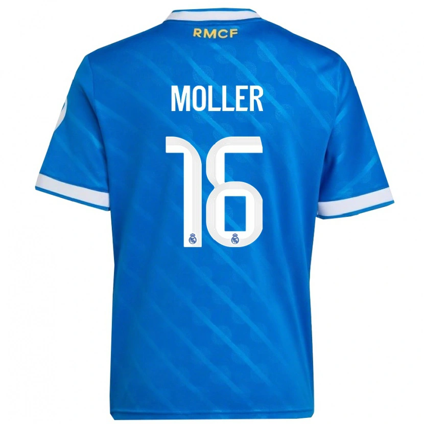 Danxen Hombre Camiseta Caroline Moller #16 Azul Blanco Equipación Tercera 2025/26 La Camisa