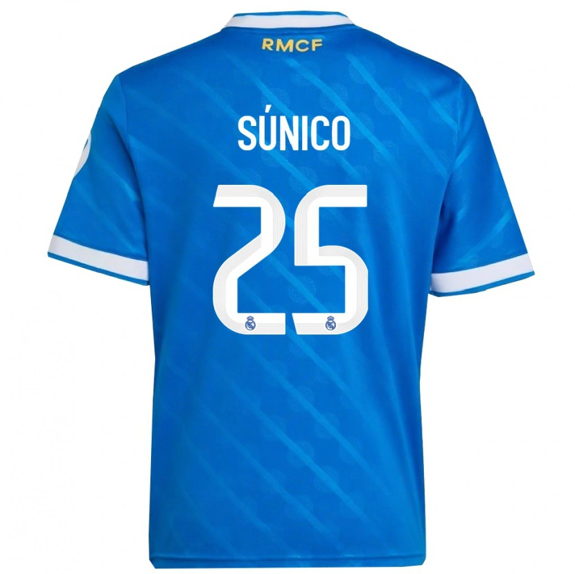 Danxen Hombre Camiseta Guille Súnico #25 Azul Blanco Equipación Tercera 2025/26 La Camisa
