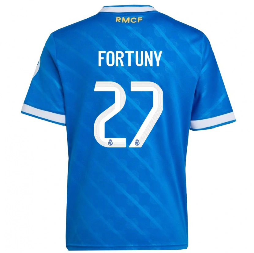 Danxen Hombre Camiseta Pol Fortuny #27 Azul Blanco Equipación Tercera 2025/26 La Camisa