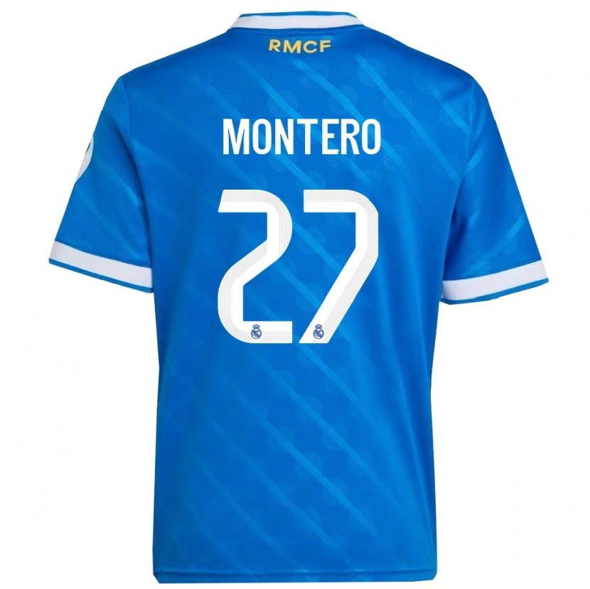 Danxen Hombre Camiseta Pablo Montero #27 Azul Blanco Equipación Tercera 2025/26 La Camisa