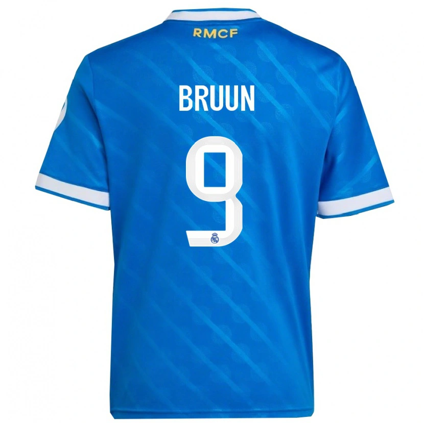 Danxen Hombre Camiseta Signe Bruun #9 Azul Blanco Equipación Tercera 2025/26 La Camisa