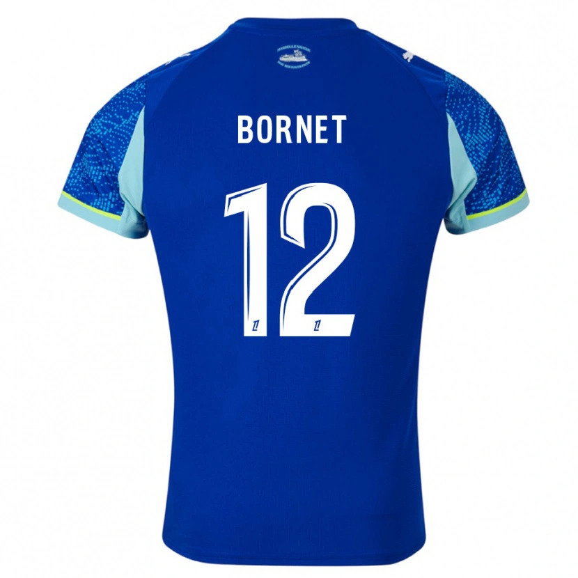 Danxen Hombre Camiseta Camille Bornet #12 Celeste Blanco Equipación Tercera 2025/26 La Camisa