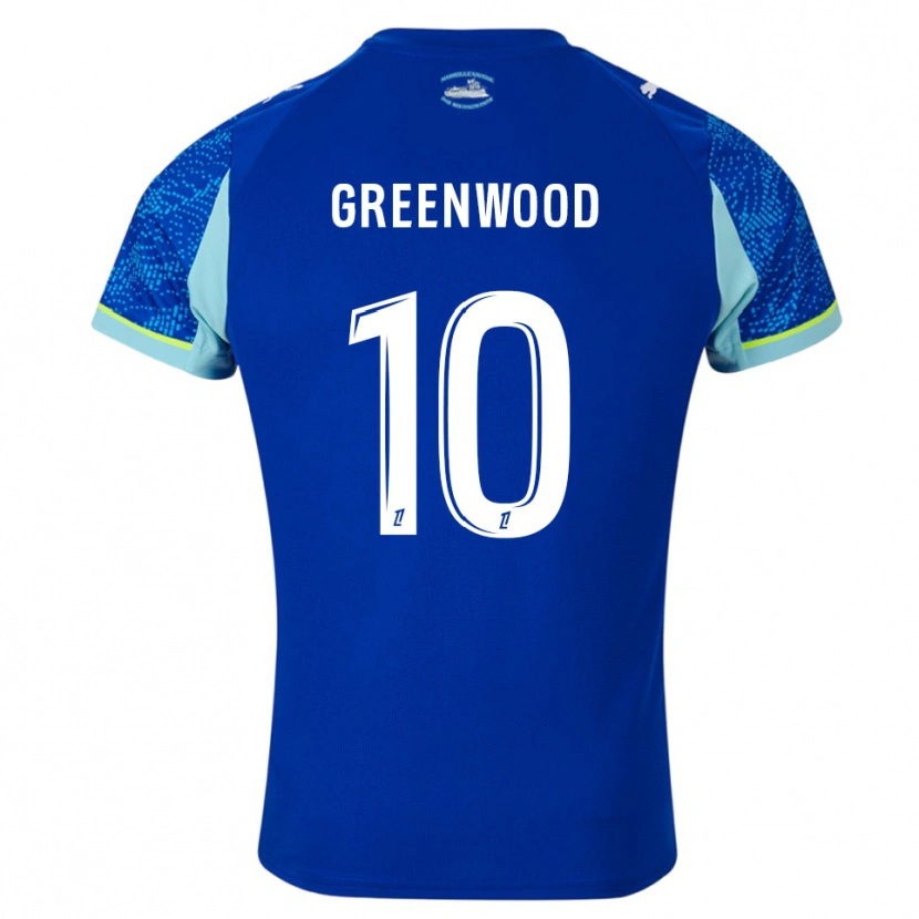Danxen Hombre Camiseta Mason Greenwood #10 Celeste Blanco Equipación Tercera 2025/26 La Camisa