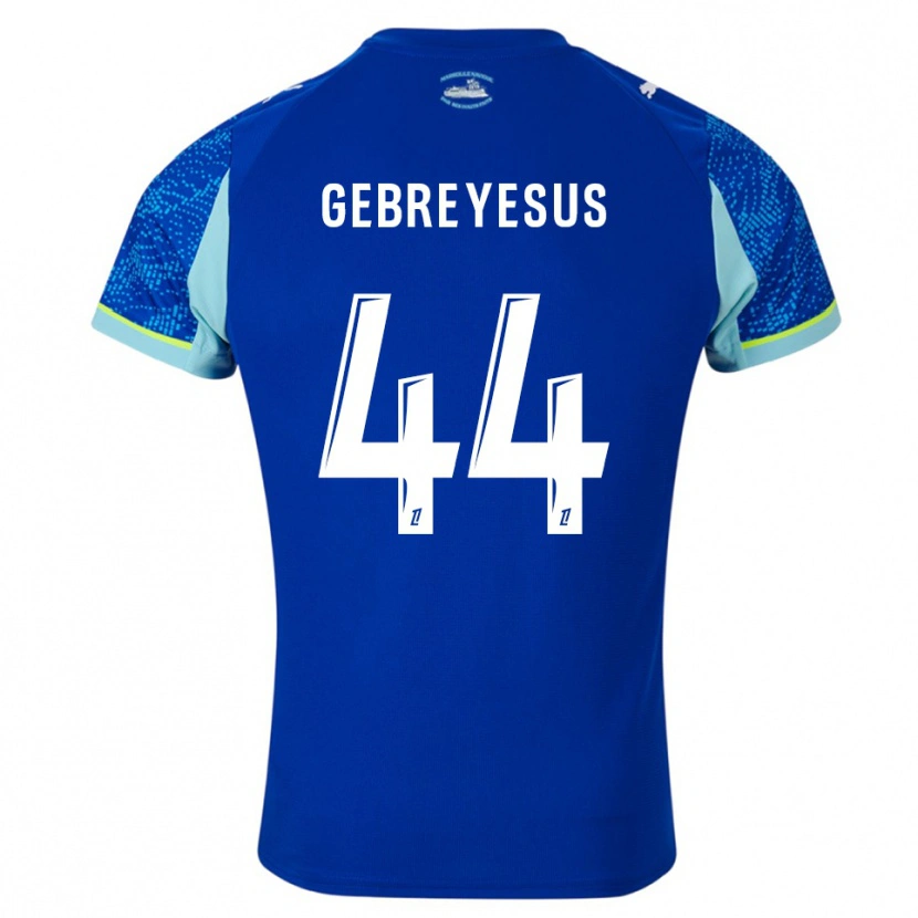 Danxen Hombre Camiseta Esey Gebreyesus #44 Celeste Blanco Equipación Tercera 2025/26 La Camisa