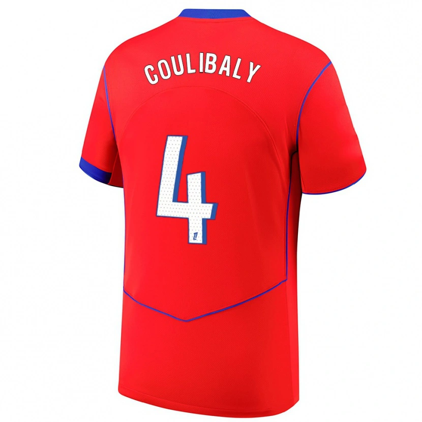 Danxen Hombre Camiseta Samba Coulibaly #4 Rojo Azul Blanco Equipación Tercera 2025/26 La Camisa