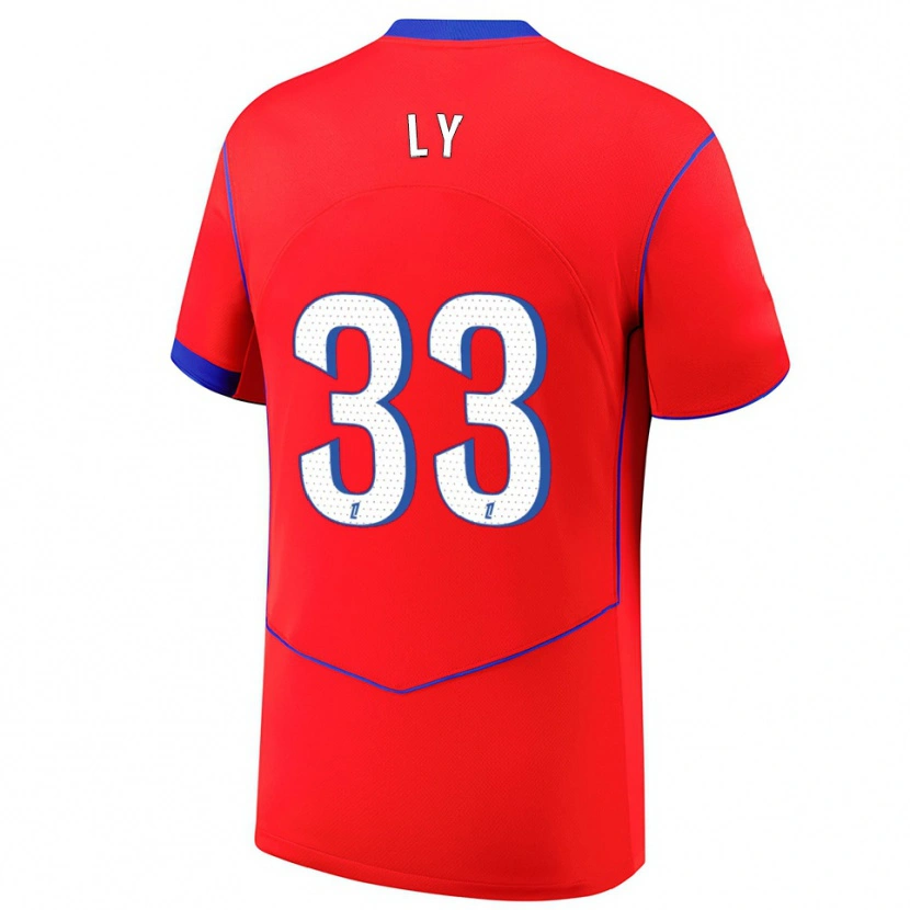 Danxen Hombre Camiseta Elijah Ly #33 Rojo Azul Blanco Equipación Tercera 2025/26 La Camisa